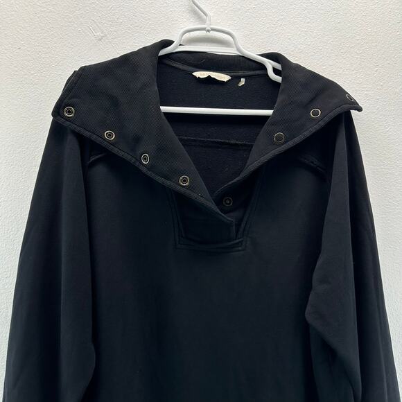 Soft Surrounding Snap Shawl Collor French Terry Sweatshirt Black 2X - Picture 3 of 11